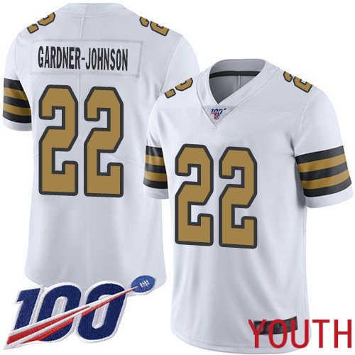 New Orleans Saints Limited White Youth Chauncey Gardner Johnson Jersey NFL Football #22 100th Season Rush Vapor Untouchable Jersey->youth nfl jersey->Youth Jersey